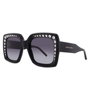 Carolina Herrera Black Square Sunglasses with Crystal Accents